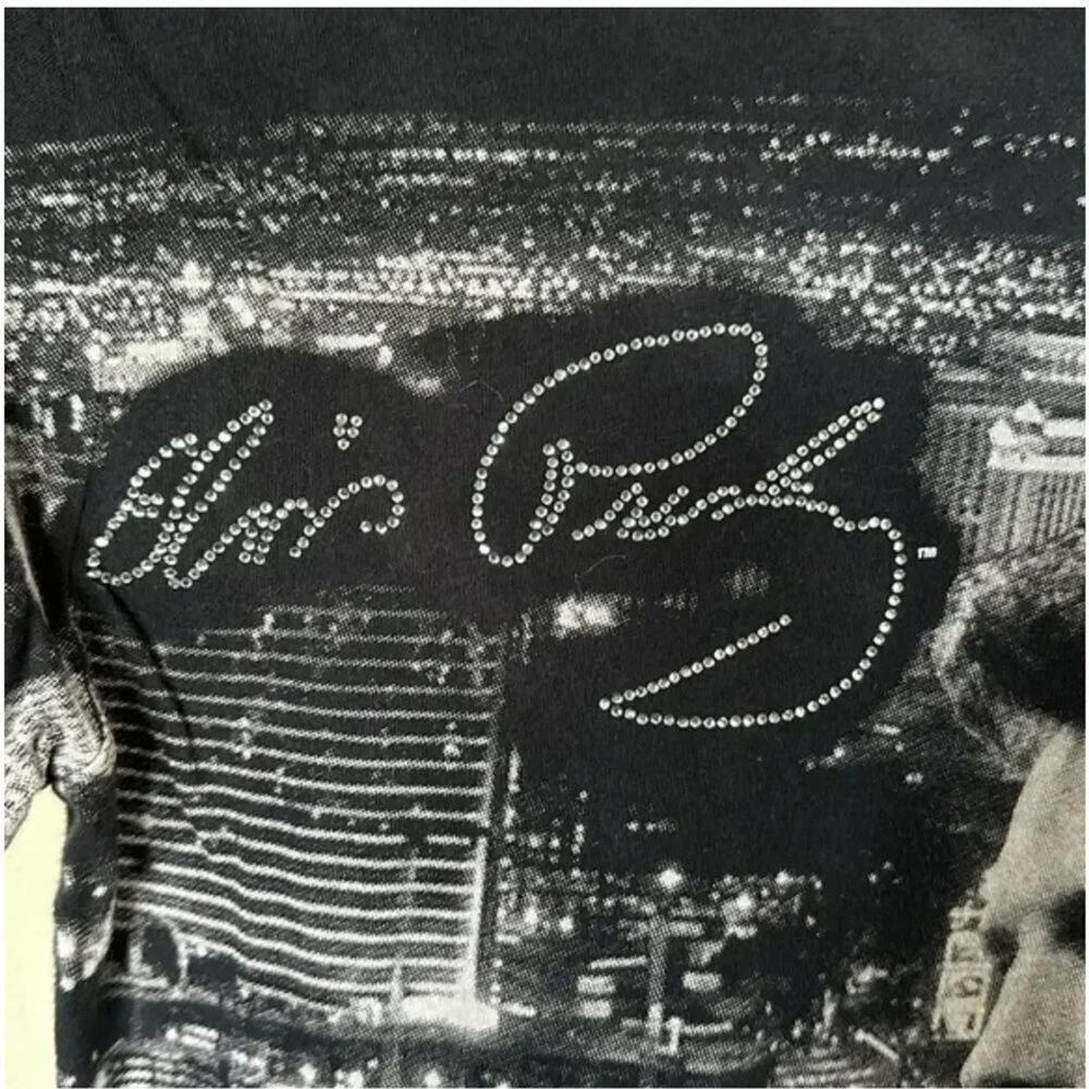 ELVIS PRESLEY Rhinestone Signature Las Vegas T-shirt, Size Large - Picture 3 of 5